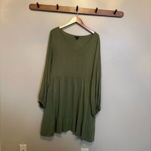 Torrid Olive Long Sleeve V-Neck Dress